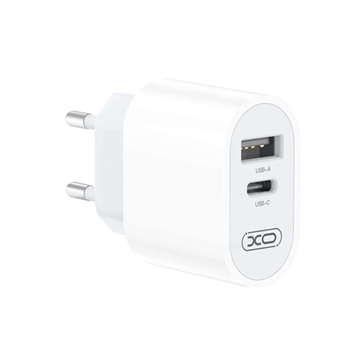 Chargeur Rapide à Double Port XO L97 - USB-A, USB-C - Blanc