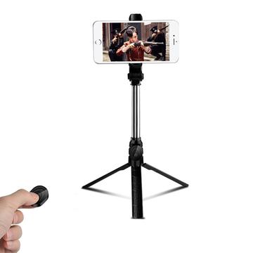 XT10 Bluetooth Perche à selfie avec trépied et télécommande - Noir