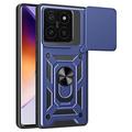 Coque Hybride Xiaomi 14T Pro à Anneau Rotatif avec Protection pour Appareil Photo - Bleue