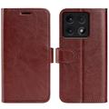 Etui portefeuille Xiaomi 14T Pro avec fermeture magnétique - Marron