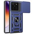 Coque Hybride Xiaomi 14T à Anneau Rotatif avec Protection pour Appareil Photo - Bleue