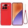 Coque Xiaomi 15 en silicone liquide avec dragonne - Rouge