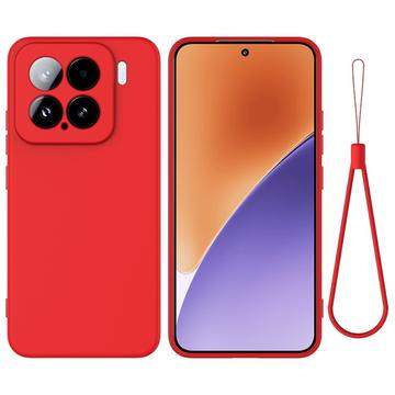 Coque Xiaomi 15 en silicone liquide avec dragonne - Rouge