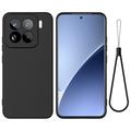 Coque Xiaomi 15 Pro en silicone liquide avec dragonne - Noire