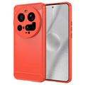 Coque Xiaomi 15 Ultra en TPU Brossé - Fibre de Carbone - Rouge