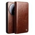 Etui Portefeuille Xiaomi 15 Ultra en Cuir Qialino Classic - Marron Foncé
