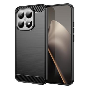 Coque Xiaomi 15T en TPU Brossé - Fibre de Carbone - Noire