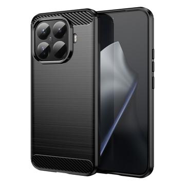 Coque Xiaomi 15T Pro en TPU Brossé - Fibre de Carbone - Noire