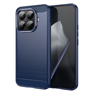 Coque Xiaomi 15T Pro en TPU Brossé - Fibre de Carbone - Bleue