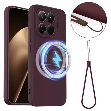 Coque Xiaomi 15T Pro en Silicone Liquide - Compatible MagSafe - Vin Rouge