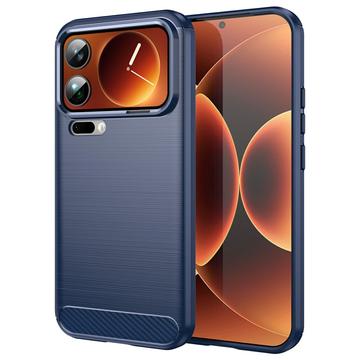 Coque Xiaomi 17 Pro Max en TPU Brossé - Fibre de Carbone - Bleue