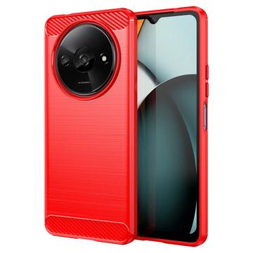 Coque Xiaomi Redmi A3 en TPU Brossé - Fibre de Carbone - Rouge