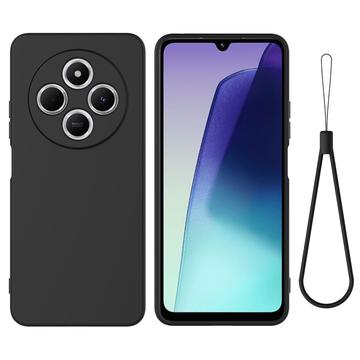 Coque Xiaomi Redmi A3 Pro en silicone liquide avec dragonne - Noire