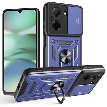 Coque Hybride Xiaomi Redmi A5 4G/Poco C71 à Anneau Rotatif avec Protection pour Appareil Photo - Bleue