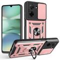 Coque Hybride Xiaomi Redmi A5 4G/Poco C71 à Anneau Rotatif avec Protection pour Appareil Photo - Rose Doré