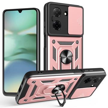 Coque Hybride Xiaomi Redmi A5 4G/Poco C71 à Anneau Rotatif avec Protection pour Appareil Photo - Rose Doré