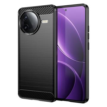 Coque Xiaomi Redmi K80 en TPU Brossé - Fibre de Carbone - Noire