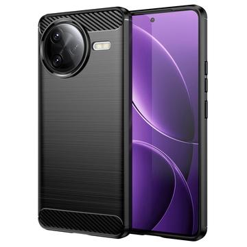 Coque Xiaomi Redmi K80 Pro/Poco F7 Ultra en TPU Brossé - Fibre de Carbone - Noire