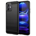 Coque Xiaomi Redmi Note 12/Poco X5 en TPU Brossé - Fibre de Carbone - Noire