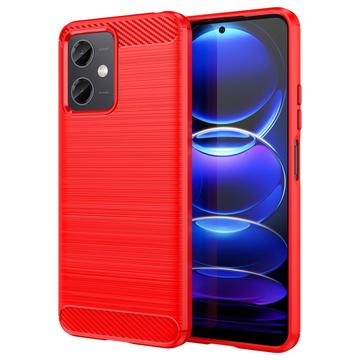 Coque Xiaomi Redmi Note 12/Poco X5 en TPU Brossé - Fibre de Carbone - Rouge