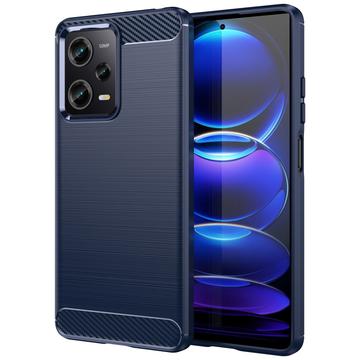 Coque Xiaomi Redmi Note 12 Pro en TPU Brossé - Fibre de Carbone - Bleu