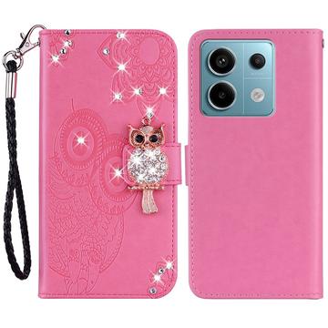 Etui Xiaomi Xiaomi Redmi Note 13 Pro/Poco X6 Hibou Strass - Rose Vif