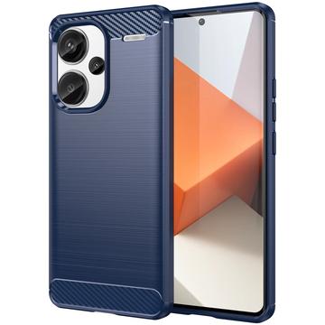 Coque Xiaomi Redmi Note 13 Pro+ en TPU Brossé - Fibre de Carbone - Bleue