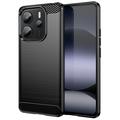 Coque Xiaomi Redmi Note 14 4G en TPU Brossé - Fibre de Carbone - Noire