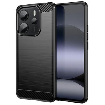 Coque Xiaomi Redmi Note 14 4G en TPU Brossé - Fibre de Carbone - Noire
