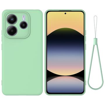 Coque Xiaomi Redmi Note 14 5G en silicone liquide avec dragonne - Verte