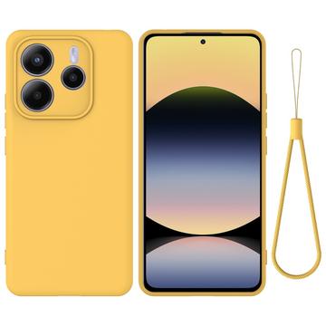 Coque Xiaomi Redmi Note 14 5G en silicone liquide avec dragonne - Jaune