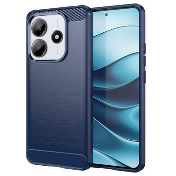 Coque Xiaomi Redmi Note 14 en TPU Brossé - Fibre de Carbone - Bleue