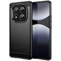 Coque Xiaomi Redmi Note 14 Pro 4G en TPU Brossé - Fibre de Carbone - Noire