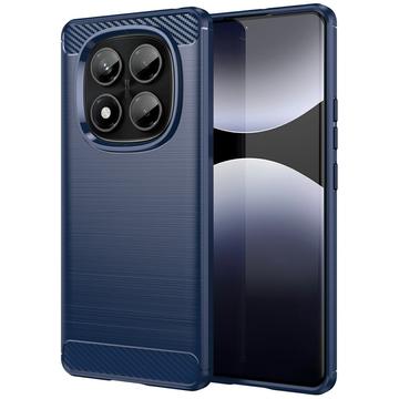 Coque Xiaomi Redmi Note 14 Pro 4G en TPU Brossé - Fibre de Carbone - Bleue