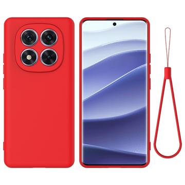 Coque Xiaomi Redmi Note 14 Pro 5G/Poco X7 en silicone liquide avec dragonne - Rouge