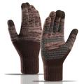 Y0046 1 paire de gants chauds en tricot coupe-vent pour hommes, avec poignet élastique, pour écrire des textes sur un écran tactile - Café