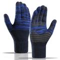 Y0046 1 paire de gants chauds d'hiver tricotés coupe-vent pour hommes, avec poignet élastique, pour écrire des textes sur un écran tactile - bleu marine