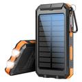 YD-886 Banque d'énergie solaire étanche 8000mAh avec lampe de poche, boussole - Orange