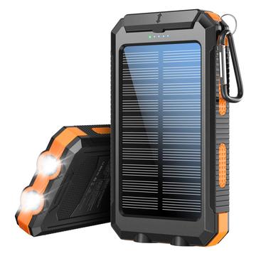 YD-886 Banque d\'énergie solaire étanche 8000mAh avec lampe de poche, boussole - Orange