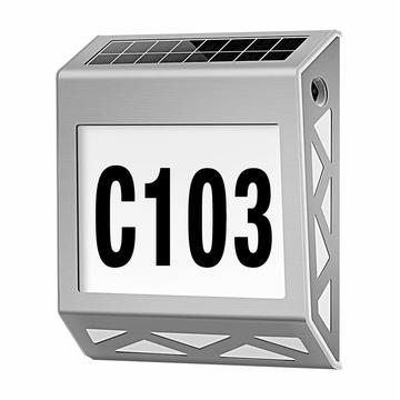 YH1101 Numéro de maison solaire en acier inoxydable - Argent