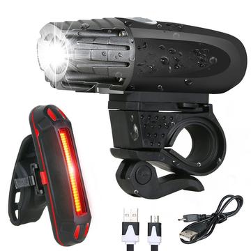 YOUOKLIGHT YK1528 Kit d\'éclairage étanche pour vélo LED Super Lumineux Phare avant + Feu arrière USB Rechargeable