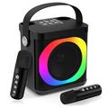 YS307 Home Karaoke Bluetooth Speaker RGB Light Loudspeaker avec 2 microphones - Noir