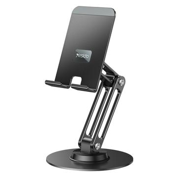 Yesido C300 Support de bureau en alliage d\'aluminium pour téléphone et tablette - Noir