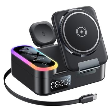 Yesido DS38 8-in-1 Station de recharge magnétique sans fil avec horloge numérique - 65W - Noir