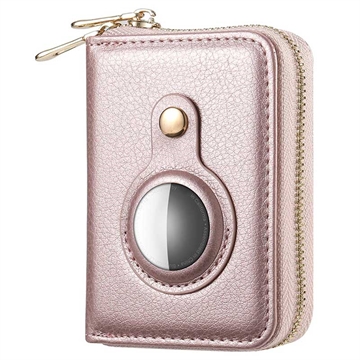 Zipper Wallet with Apple AirTag 1/2 Holder and RFID - Pink