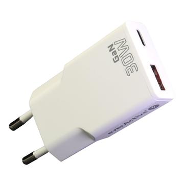 everActive SC-380Q GaN Super Slim 30W Chargeur avec USB QC3.0 & USB-C PD Ports - Blanc