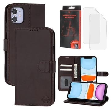 Étui Portefeuille iPhone 11 en Cuir MyTPhone CardMate - Marron foncé