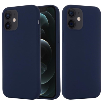 Coque iPhone 12 Mini en Silicone Liquide - Compatible MagSafe - Bleu Foncé