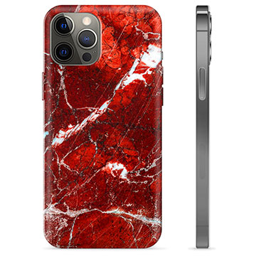 Coque iPhone 12 Pro Max en TPU - Marbre Rouge