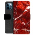 Étui Portefeuille Premium iPhone 12 Pro - Marbre Rouge